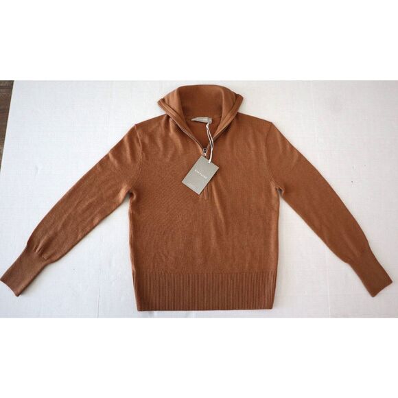 Everlane Women Sz XS Brown The Luxe Merino Half Zip Wool Blend L/S Sweater - Picture 1 of 9